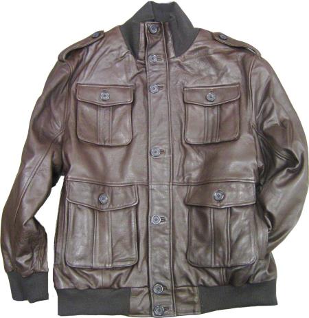 Mensusa Products mens Brown safari/military inspired bomber with bellowed pockets & knit collar/cuffs tanners avenue jacket