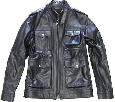 Mensusa Products Mens Black Military Genuine Leather Jacket Slim Fit tanners avenue jacket