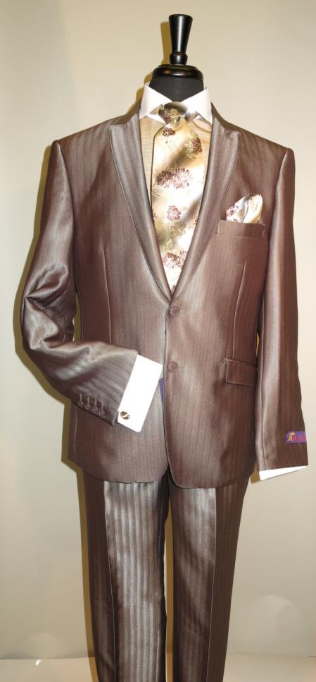 Mensusa Products Rr.Orsini S62HB Taupe TRUE Slim Cut Shark Skin Texture Fabric Suit Just Shorter 31.5