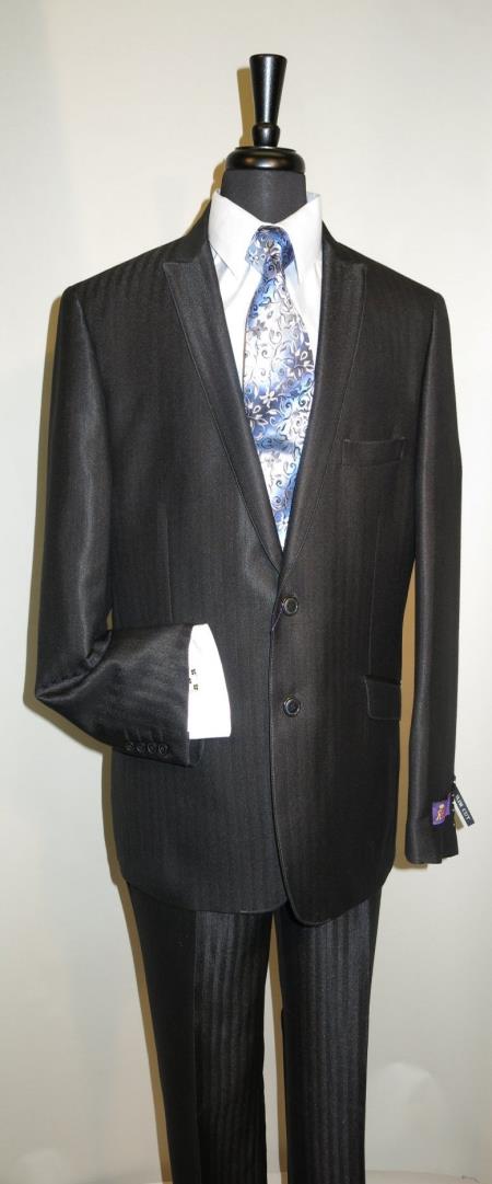 Mensusa Products Rr.Orsini S62HB BlackTRUE Slim Cut Shark Skin Texture Fabric Suit Just Shorter 31.5