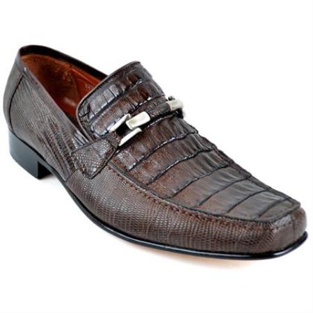 Mensusa Products Gator and Lizard Loafer Shoe Brown