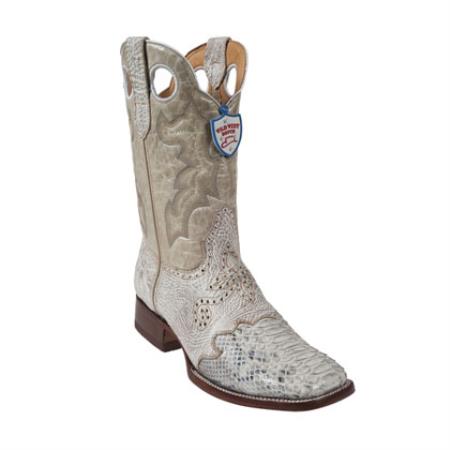 Mensusa Products Wild West Boots Ostrich Leg Wild Ranch Toe White