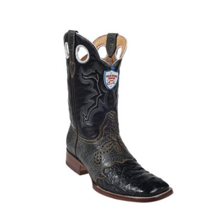 Mensusa Products Wild West Boots Ostrich Leg Wild Ranch Toe Black