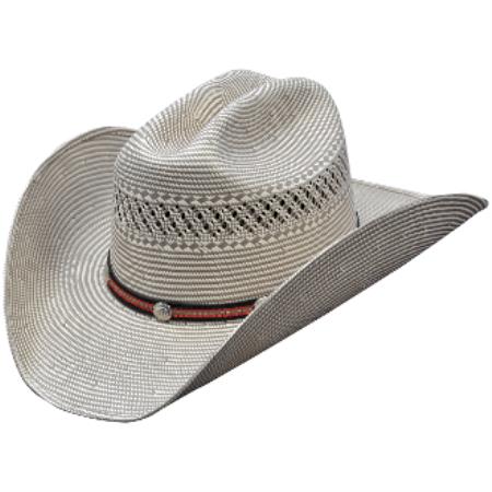 Mensusa Products Los Altos HatsTwo Tone Rodeo Straw Cowboy Hat Brown and Natural