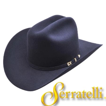 Mensusa Products Serratelli Hat Company6x Beaver Fur Felt Western Cowboy Hat Black