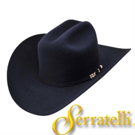 Mensusa Products Serratelli Hat Company10x Beaver Fur Felt Western Cowboy Hat Black
