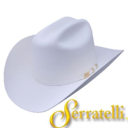Mensusa Products Serratelli Hat Company10xBeaver Fur Felt Western Cowboy Hat White