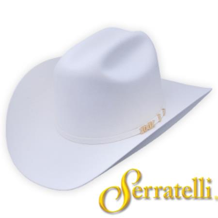 Mensusa Products Serratelli Hat Company100xBeaver Fur Felt Western Cowboy Hat White