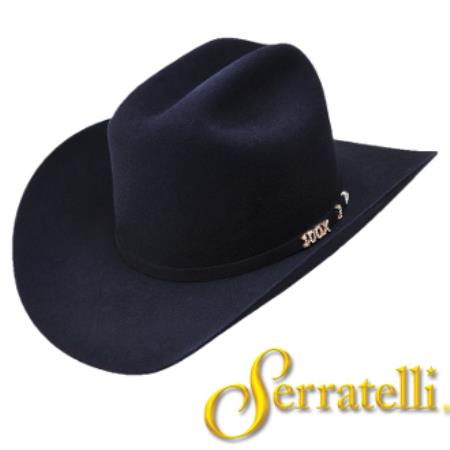 Mensusa Products Serratelli Hat Company100xBeaver Fur Felt Western Cowboy Hat Black