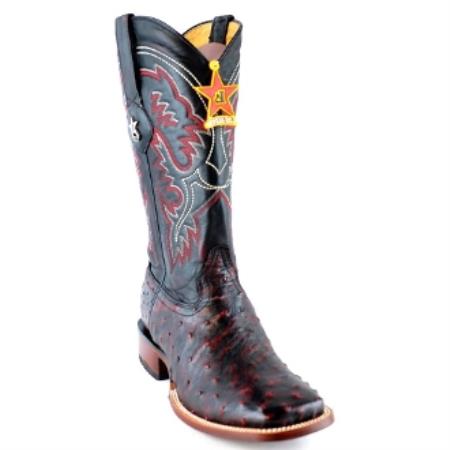 Mensusa Products Los Altos BootsMen's Exotic Ostrich Square Toe Cowboy boots Black
