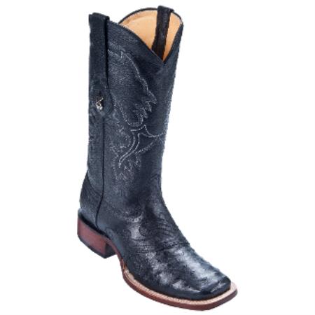 Mensusa Products Los Altos BootsMen's Ostrich Cowboy Boots W. Saddle Vamp Black