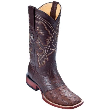 Mensusa Products Los Altos BootsMen's Ostrich Cowboy Boots W. Saddle Vamp Brown