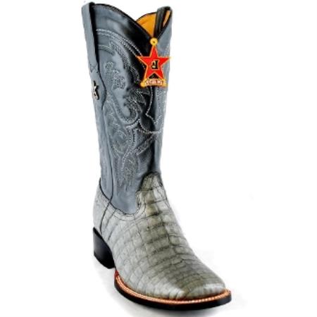 Mensusa Products Los Altos BootsMen's Caiman Belly Square Toe Cowboy Boots Grey