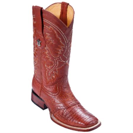 Mensusa Products Los Altos BootsMen's Caiman Belly Cowboy Boots W. Saddle Vamp Cognac