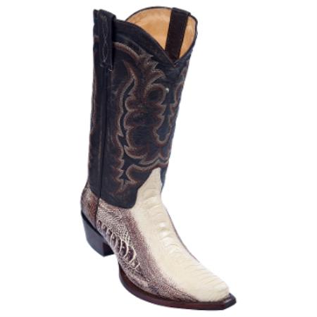 Mensusa Products Los Altos BootsMen's Ostrich Leg SnipToe Cowboy Boots Cognac