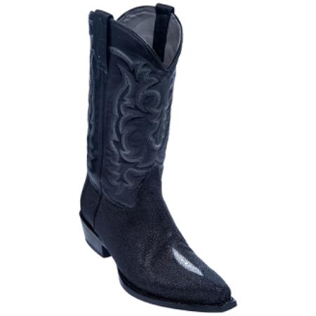 Mensusa Products Los Altos BootsMen's Stingray Stone Snip Toe Cowboy Boots Black