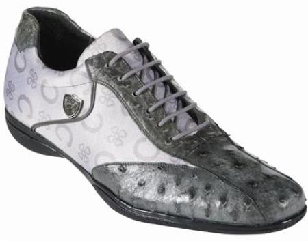 Mensusa Products OstrichFashion Mens Shoe Grey with White