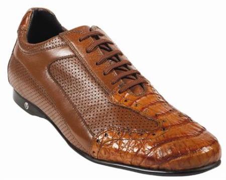 Mensusa Products Gator Belly Skin Mens Shoe Cognac