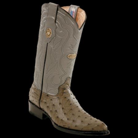 Mensusa Products White Diamonds BootsMen's Ostrich JToe Cowboy Boots Gray