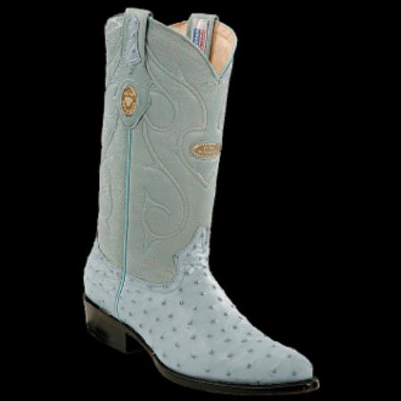 Mensusa Products White Diamonds BootsMen's Ostrich JToe Cowboy Boots Baby Blue