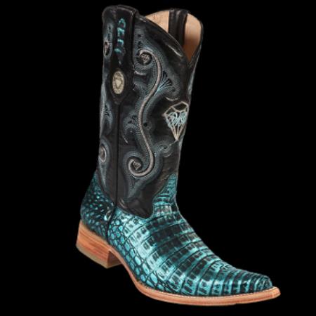 Mensusa Products White Diamonds BootsCrocodile Belly 3xToe Cowboy Boots Black Turquoise