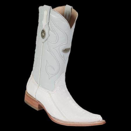 Mensusa Products White Diamonds BootsMen's Ostrich Leg White 3xToe Cowboy Boots