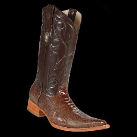 Mensusa Products White Diamonds BootsMen's Ostrich Leg Brown 3xToe Cowboy Boots