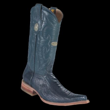 Mensusa Products White Diamonds BootsMen's Ostrich Leg Jean Blue 3xToe Cowboy Boots