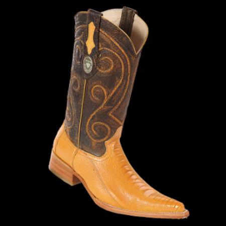 Mensusa Products White Diamonds BootsMen's Ostrich Leg Buttercup 3xToe Cowboy Boots