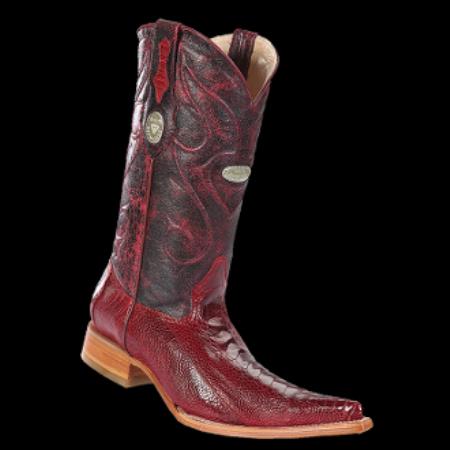 Mensusa Products White Diamonds BootsMen's Ostrich Leg Red 3xToe Cowboy Boots