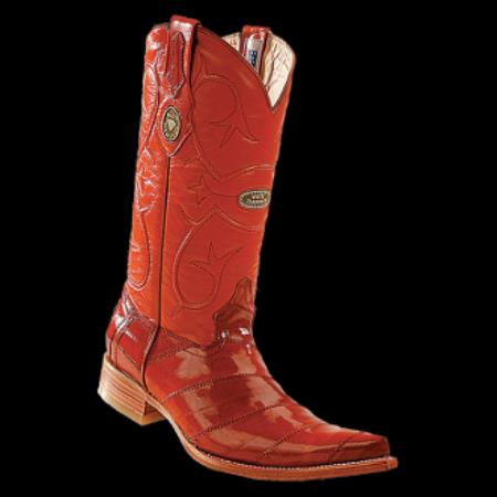 Mensusa Products White Diamonds BootsMen's Eel Cognac 3x_Toe Cowboy Boots 223