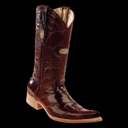 Mensusa Products White Diamonds BootsMen's Eel Burgundy 3x_Toe Cowboy Boots 223