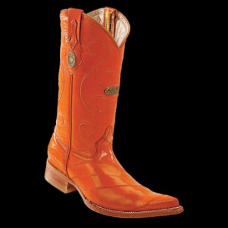 Mensusa Products White Diamonds BootsMen's Eel Tangerine 3x_Toe Cowboy Boots 223