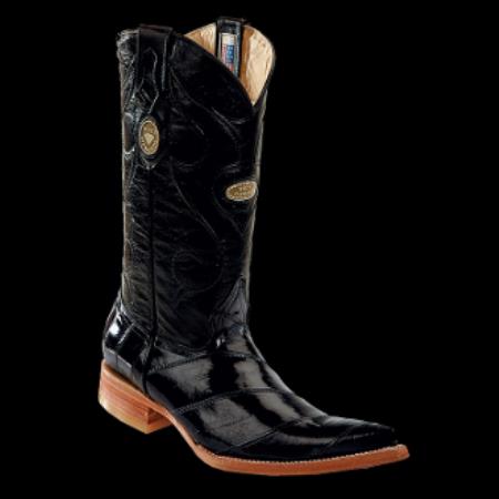 Mensusa Products White Diamonds BootsMen's Eel Black 3x_Toe Cowboy Boots 223