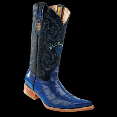 Mensusa Products White Diamonds BootsMen's Eel Electric Blue 3x_Toe Cowboy Boots 223