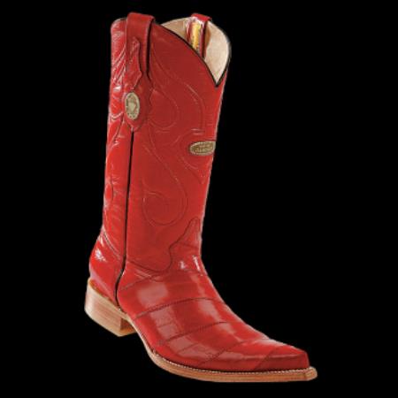 Mensusa Products White Diamonds BootsMen's Eel Red 3x_Toe Cowboy Boots 223