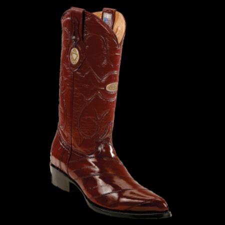 Mensusa Products White Diamonds BootsMen's Eel Burgundy 3x_Toe Cowboy Boots