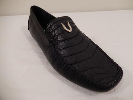Mensusa Products Vestigium Black Caiman Crocodile Loafer