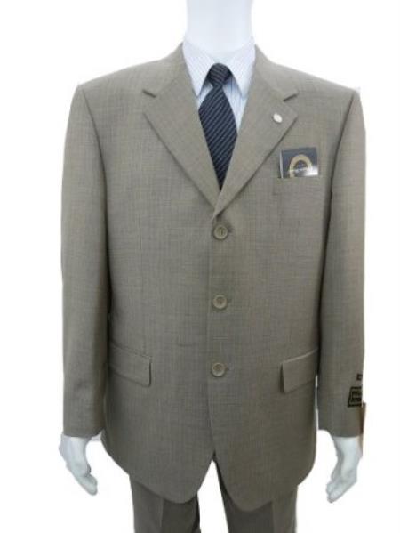 Mensusa Products Richard Harris 3 Buttons Super Wool pin stripe patterned Suit with Pleated Pants Taupe Stripe