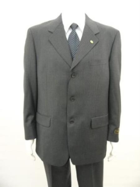 Mensusa Products Richard Harris Italian 3 Buttons Super 100 Wool pin stripe patterned Suit with Pleated Pants, Grey