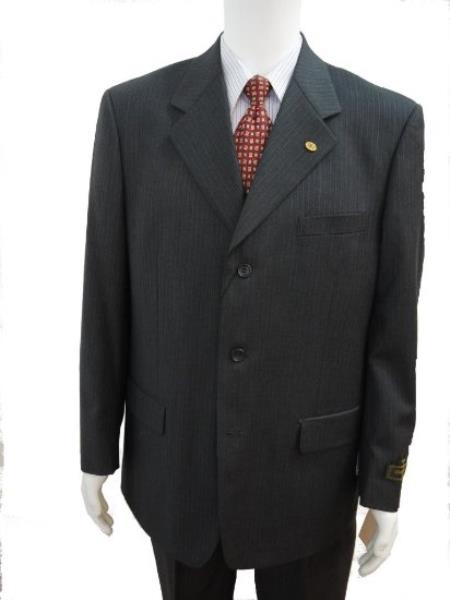 Mensusa Products Richard Harris 3 Buttons Super 100 Wool pin stripe patterned suit with Pleated Pants, Grey Multi Stripe
