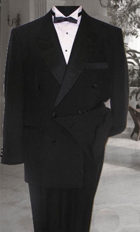 Mensusa Products Double Breasted Mens Black Tuxedo Super's French Cut