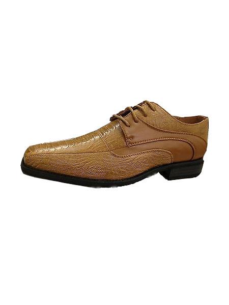 Mensusa Products Men's High Quality Fashion Dress Shoes Snake Pattern Light Brown