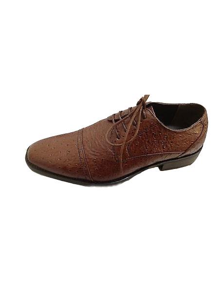 Mensusa Products Men's Brown High Fashion Dress Shoes Oxford OstrichEmbossed Leather