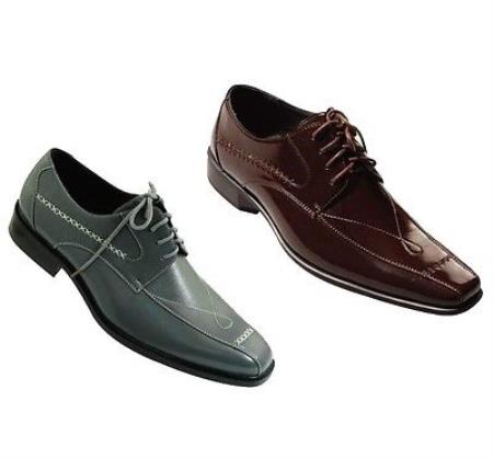 Mensusa Products Men's High Quality Fashion Leather Dress Shoes in Gray or Brown