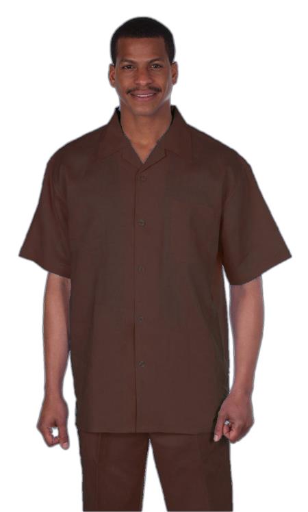 Mensusa Products Longstry Mens Suit 1 Linen Fabric Brown