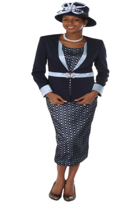 Mensusa Products Lynda Couture Promotional Ladies Suits Navy With Light Blue