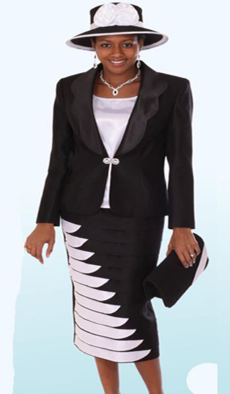 Mensusa Products Lynda Couture Promotional Ladies Suits Black With White