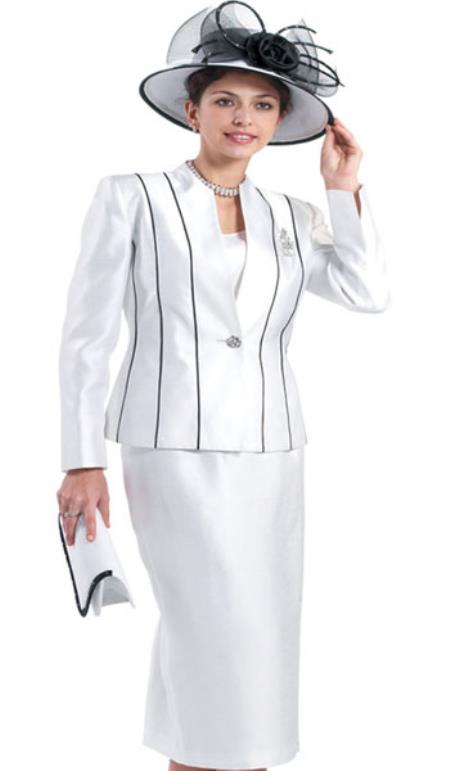 Mensusa Products Lynda Couture Promotional Ladies Suits White With Black