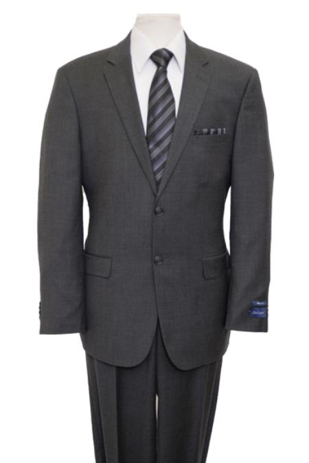 Mensusa Products Authentic 1 Wool Suit 2 Button Side Vent Jacket Flat Front Pants Solid